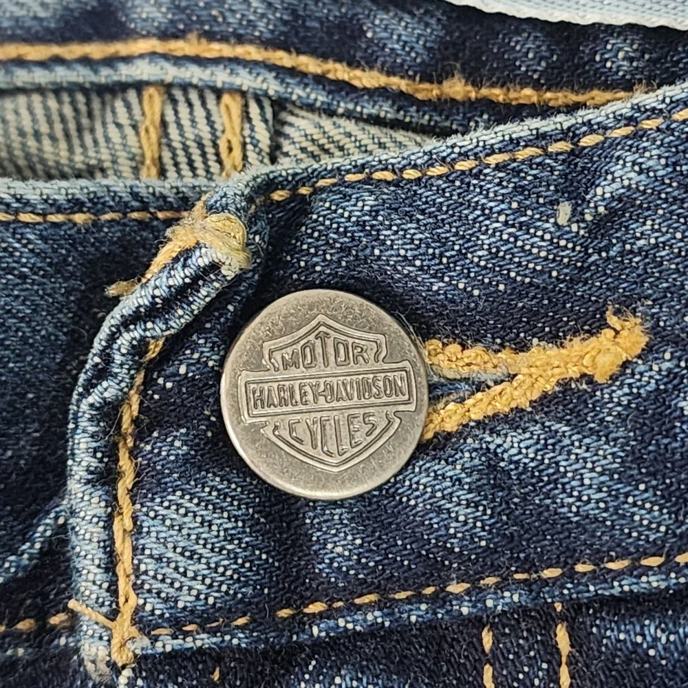 Harley Davidson Motorcycle Jeans Mens 42x32‎ Blue Medium Wash Biker Cotton Denim